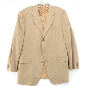 Ermenegildo Zegna Blazer Men's 56R Beige Gold ZigZag Pattern Silk Neiman Marcus